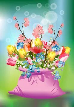 Spring in a bag, Stock Illustration