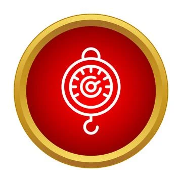 Spring balance scale measuring weight in red circle Stock Illustration