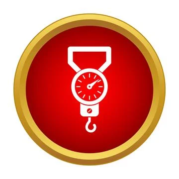 Spring balance weighing scale icon in red circle Stockillustratie