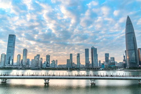 The Spring Bamboo Skyscraper &amp; Other Tallest  Buildings in Shenzhen Bay Stock Footage 224314960