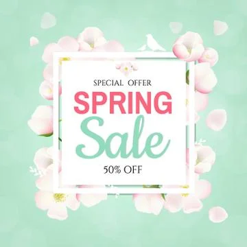 Spring Banner With Apple Tree Flowers Stock Illustration