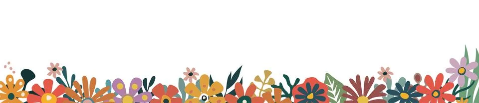 Spring Banner, vector border with abstract flowers Stock Illustration