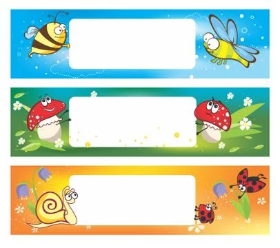 Spring banners with funny insects Illustrazione stock