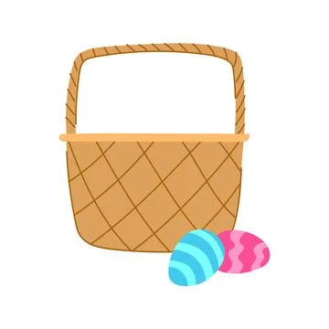 Spring basket easter cartoon vector illustration Stock Illustration
