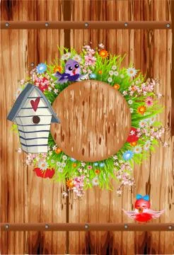 Spring bird house Stock Illustration