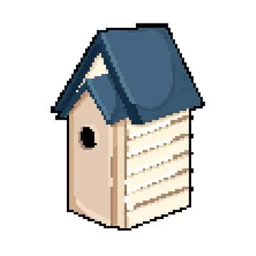 Spring bird house pixel art vector illustration Stock Illustration