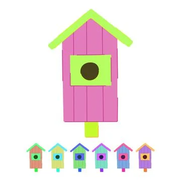 Spring bird house vector cartoon graphic Stock Illustration