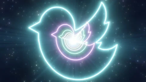 Spring Bird Shape Chirp Tweet Spring Season Glow Neon Lights Tunnel Stock Footage 168995543