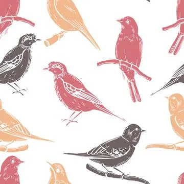 Spring birds. Vector pattern Illustrazione stock