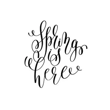 Spring black and white hand written lettering inscription Illustrazione stock