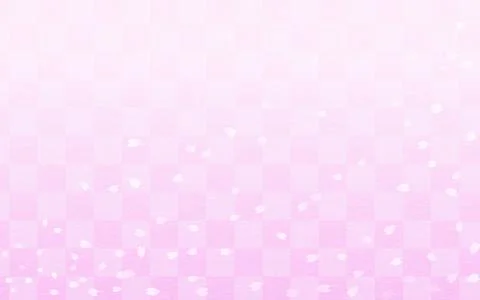Spring blizzard of cherry blossoms, pink Japanese patterned checkered background 스톡 일러스트