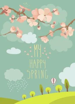 Spring blooming tree Stock Illustration