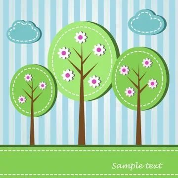 Spring blooming trees Stock Illustration