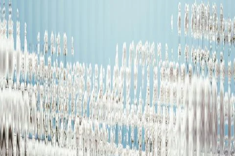 Spring Blossom Background Through Textured Fluted Glass With Vertical Stripes 库存插图