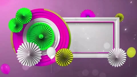 Spring Blossom Circular Border Loop Video Background with Animated Green Lea Stock Footage 343950411