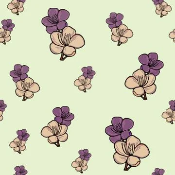 Spring blossom vintage seamless pattern. Cherry, sakura pink blooming texture Stock Illustration