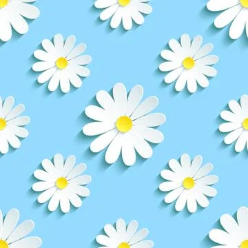 Spring blue background seamless pattern with chamomile 스톡 일러스트