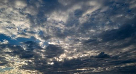 Spring blue sky cloud gradient background. Cloudy sky. Vivid cyan blue landscape Stock Photos