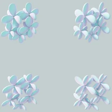 Spring border background with blue blossoms, 3d Stock Illustration