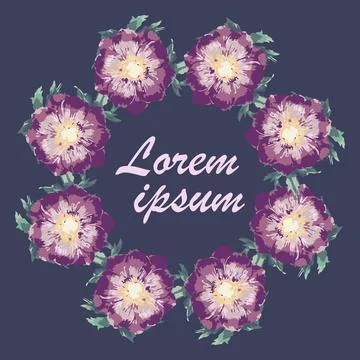 Spring border with flowers and text in the middle Illustrazione stock