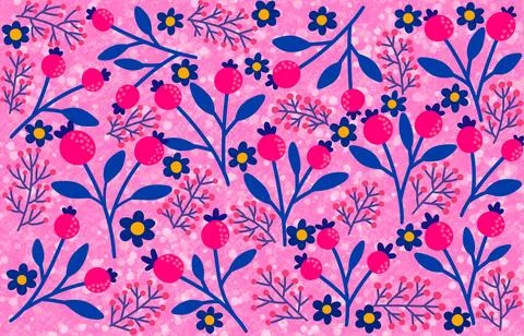 Spring botanical blooming hand drawn flowers illustration design for fashio.. Stock Illustration