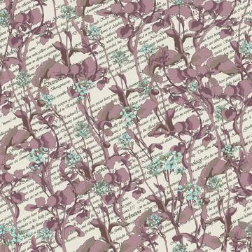 Spring botanical print. Decorative textile seamless pattern. Floral hand draw Stock Illustration