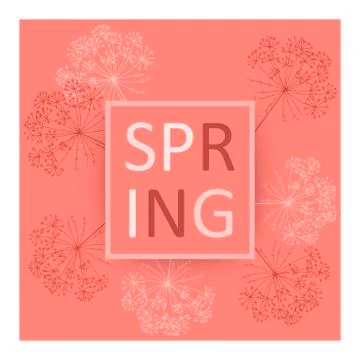 Spring botanical Vector background with lettering in frame Stock Illustration