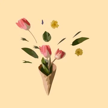 Spring bouquet of flowers in the form Stock Illustration