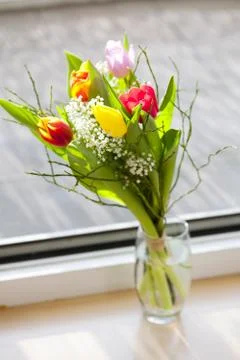 A spring bouquet with tulips Stock Photos