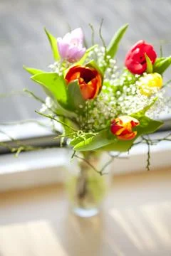 A spring bouquet with tulips Foto stock
