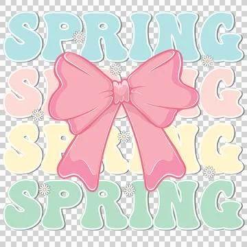 Spring Bow Decorative Design layered daisy pink blue Stock Illustration