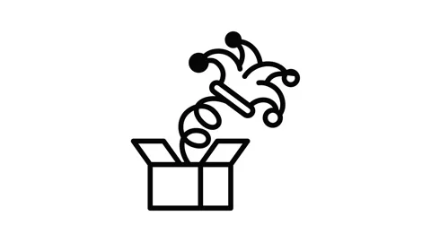 Spring box jester hat icon animation Video stock 151263291