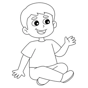 Spring Boy Sitting Isolated Coloring Page for Kids Illustrazione stock