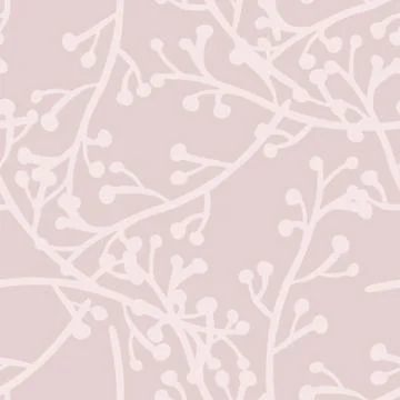 Spring branches seamless pattern on pink background. Vintage rustic with twig 스톡 일러스트