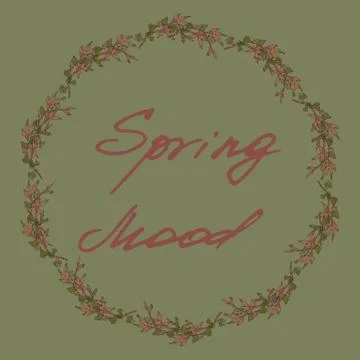 Spring branches wreath Stock Illustration