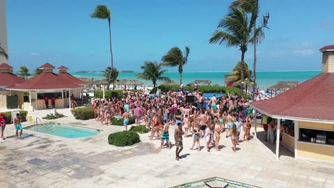 Spring Break College Pool Party at Breezes Seaside All Inclusive Resort, Stock Footage 130625873