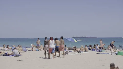 Spring break crowds Fort Lauderdale Beach Florida circa 2026 stock video HDR Stock Footage 331307796
