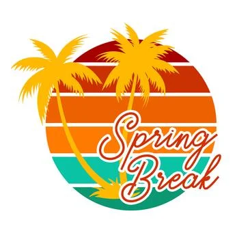 Spring break graphic design t-shirt background. Happy spring break with pal.. Illustrazione stock