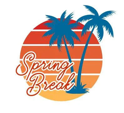 Spring break graphic design t-shirt background. Happy spring break with pal.. Illustrazione stock