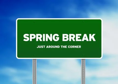 Spring break highway sign Illustrazione stock