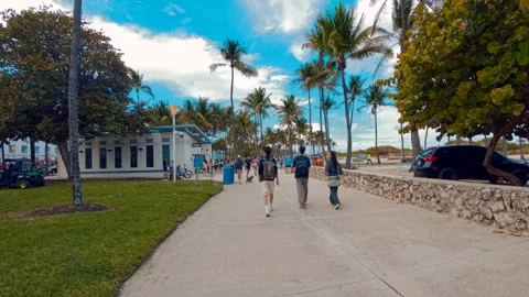 Spring Break Miami Beach Florida 2026 4k hdr Stock Footage 331309098