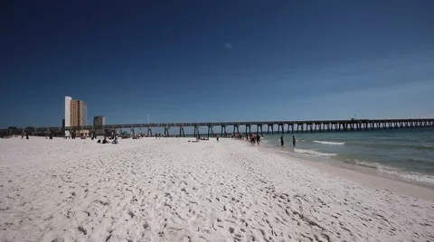 Spring Breakers Walking On The Beach - Panama City Beach, Florida Stock Footage 52606886