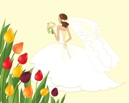 Spring bride Stock Illustration