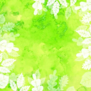 Spring bright green background with white leafes Stock Illustration