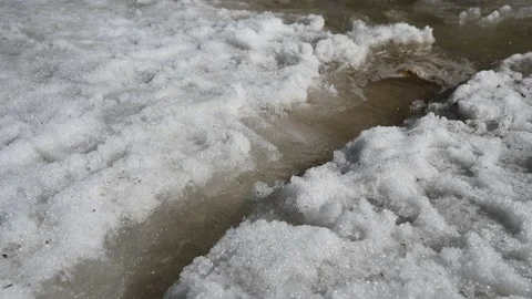 Spring brook in the snow 스톡 동영상 151540124