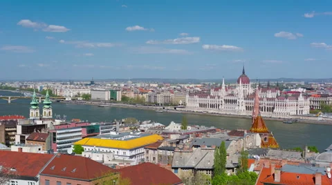 Spring Budapest and Danube river Stock Footage 54649426