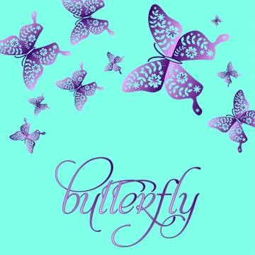 Spring butterfly color composition. Vector illustration layered for easy mani Stock Illustration