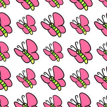 Spring butterfly seamless pattern textile print. repeat pattern background de Stock Illustration