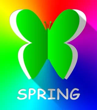 Spring Butterfly Shows Natural Environment 3d Illustration Ilustración de archivo