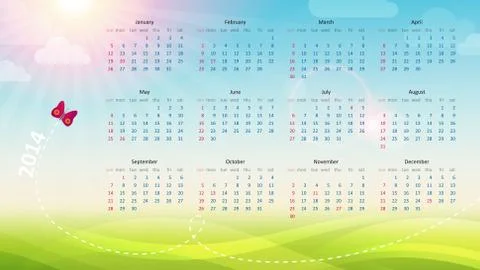 Spring calendar 2014. vector illustration. Stock-Illustration
